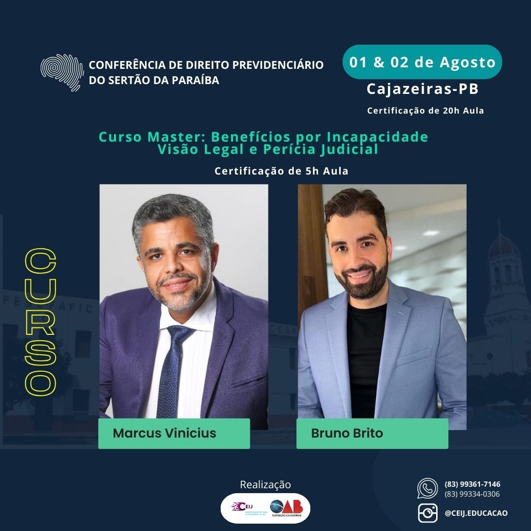 Leia mais sobre o artigo Cajazeiras sediará em agosto Primeira Conferência de Direito Previdenciário do Sertão